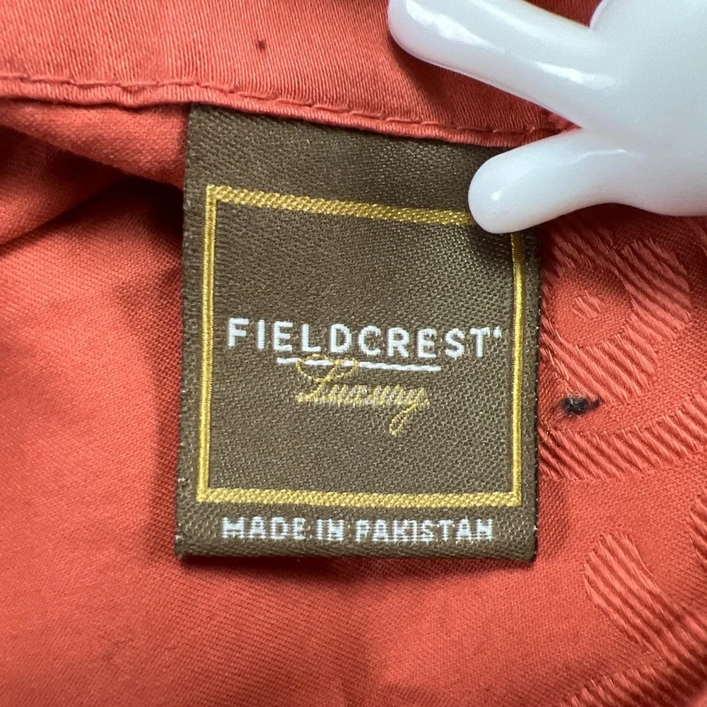 Fieldcrest Luxury King Pillow Sham (1) Rust Damask Embroidery Cotton (24